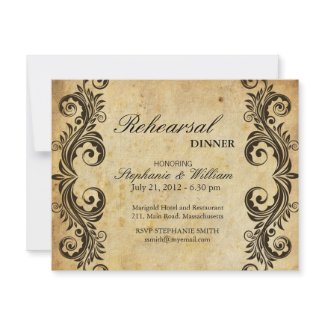Vintage Swirl Rehearsal Dinner Card Personalized Announcement