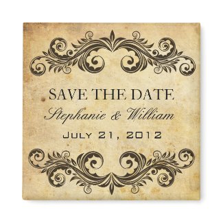 Vintage Swirl Save The Date Magnet