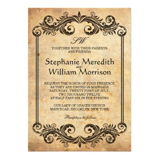 Vintage Swirl Wedding Invitation