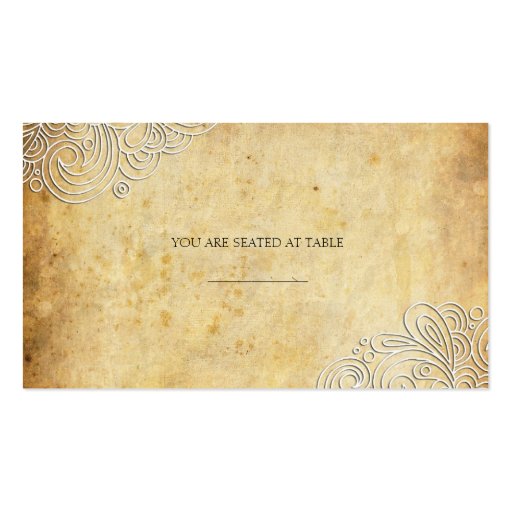 Vintage Swirl Wedding Placecards Business Card Template (front side)
