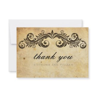 Vintage Swirl Wedding Thank You Card Personalized Invitation