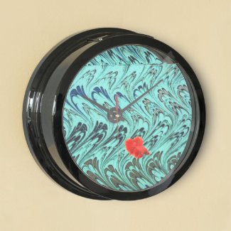 Vintage Swirls Teal Blue Green Silver Waves