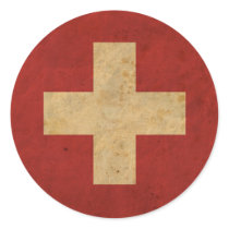 Vintage Switzerland Flag Round Sticker