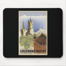 Vintage Switzerland Lausanne-Ouchy Mouse Pads