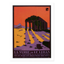 Vintage Syria (Palmyra) and Lebanon travel ad Post Card