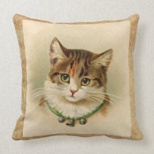 Vintage Tabby Cat Print Pillows