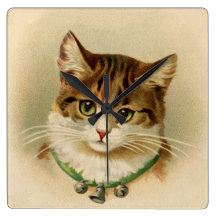Vintage Tabby Cat Print Wallclock