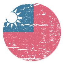 Vintage Taiwan Flag Round Sticker