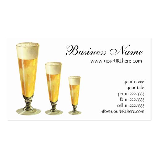 Vintage Tall Frosty Draft Beer, Alcohol Beverages Business Cards (front side)