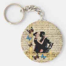 Vintage tango dancers keychains