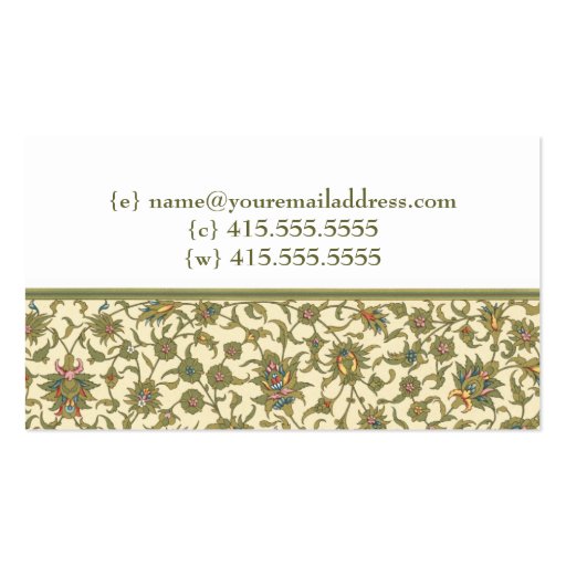 Vintage Tapestry Business Card (back side)