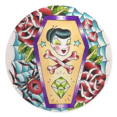 vintage tattoo round sticker