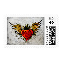 Vintage Tattoo Winged Heart  Postage