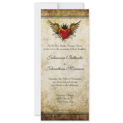 Vintage Tattoos on Vintage Tattoo Winged Heart Wedding Invitation By Oddlotpaperie