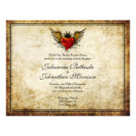 Vintage Tattoo Winged Heart Wedding Invitation