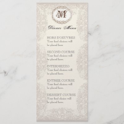 Vintage Taupe Lace Menu or Wedding Invitation by AudreyJeanne