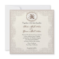 Vintage Taupe Lace - Wedding Invitation invitation