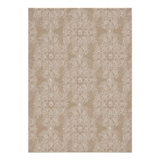 Vintage Taupe Lace - Wedding Invitation