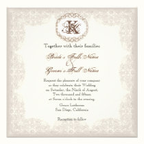 Vintage Taupe Lace - Wedding Invitation invitations
