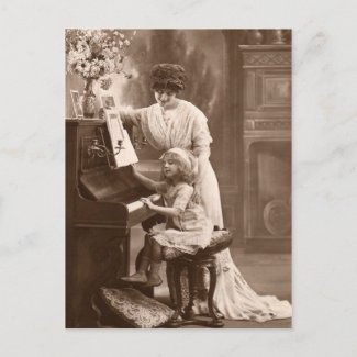 Vintage Teaching Child Piano Music Postcard