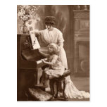 Vintage Teaching Child Piano Music Postcard