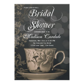 Vintage Teacup Tea Party Bridal Shower Invitations