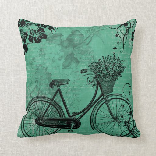 Vintage Teal Bicycle Pillow Zazzle
