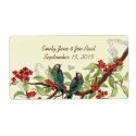 Vintage Teal Birds Burgundy Flowering Branch Label label