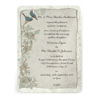 Vintage Teal Birds Damask Evening Reception