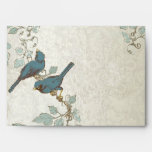 Vintage Teal  Birds Wedding Envelope