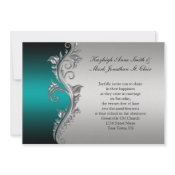 Vintage Teal Black and Silver Wedding Invitation invitation