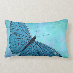 Vintage Teal Blue Butterfly 1800s Illustration Throw Pillows