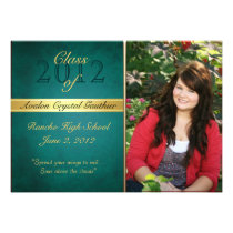 Vintage Teal Class Of  Graduation Invitations