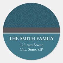 Vintage Teal Damask Return Address Sticker