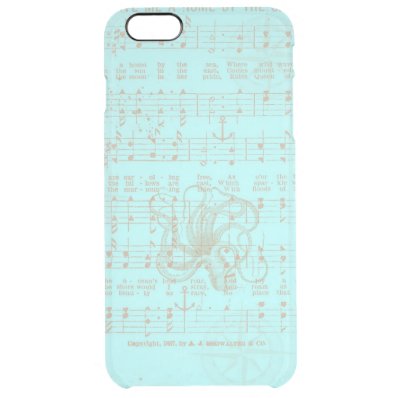 Vintage Teal Nautical Musical Sheet Clear iPhone 6 Plus Case