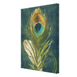 Vintage Teal Peacock Feather Gallery Wrap Canvas