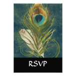 Vintage Teal Peacock Feather invitations