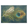 Vintage Teal Peacock Feather Place Mat
