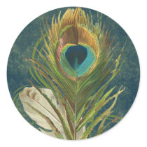Vintage Teal Peacock Feather Stickers