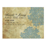 Vintage Teal Queen Anne's Lace Save the Date Postcards