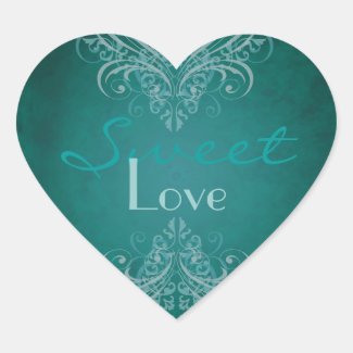 Vintage Teal Scroll Teal Candy Buffet Sticker