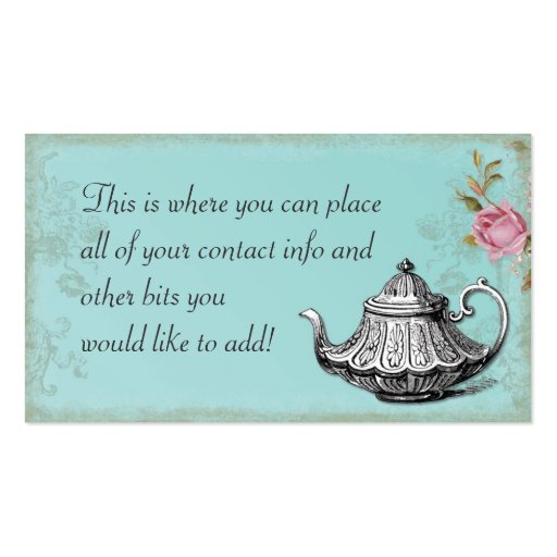 Vintage Teapot Business Card Template (back side)
