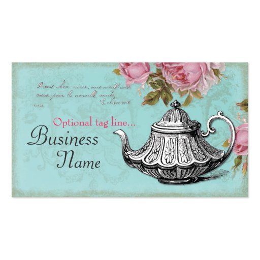 Vintage Teapot Business Card Template (front side)