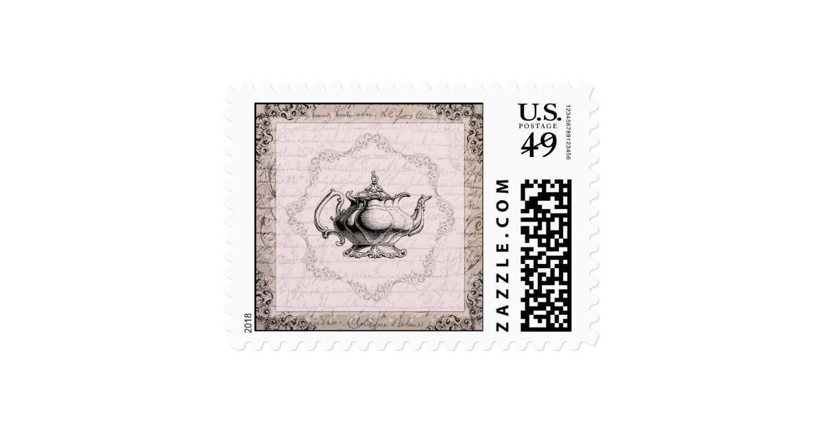 Vintage Teapot Tea Party Postage Stamp Zazzle