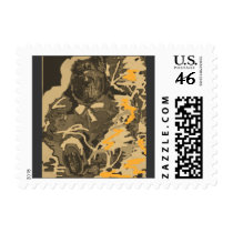 Vintage teddy bear postage stamp