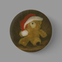 vintage teddy bear with santa hat(christmas) buttons