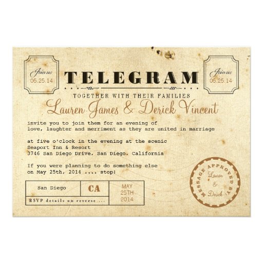Vintage Telegram Invitation Card