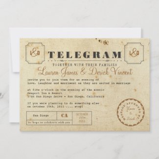 Vintage Telegram Invitation Postcard