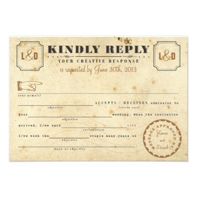 Vintage Telegram Mad Libs Response Card