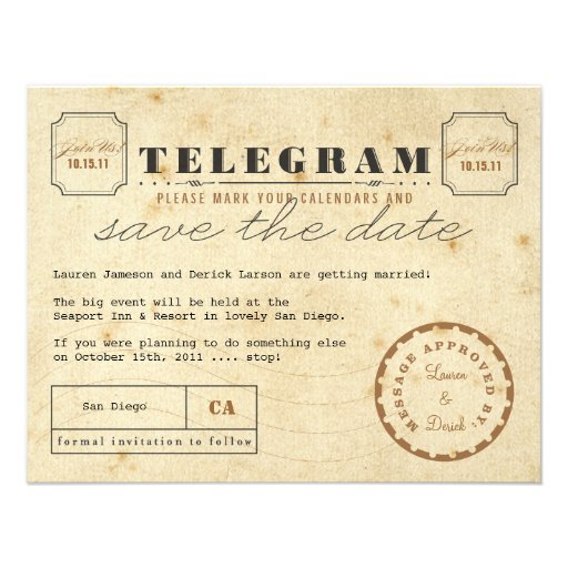 Vintage Telegram Save the Date Announcements